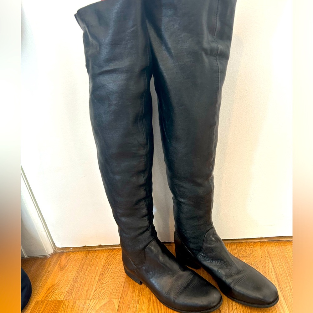 Vero Cuoio High Knee Black Leather Boots - Size 37